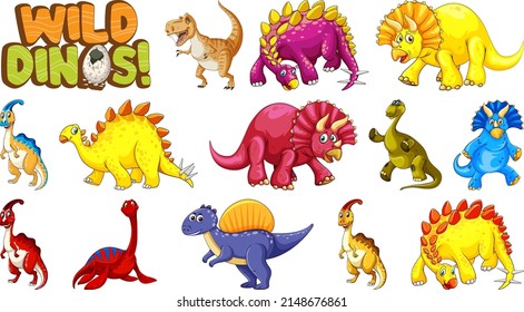 Set of cute dinosaurus illustration