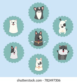 set of cute dog