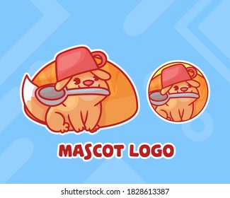 set of cute dog bread mascot logo with optional appearance. premium kawaii vector

