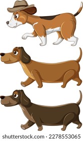 Set of cute dog cartoon illustration