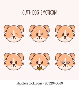 set of cute dog emoji emoticon