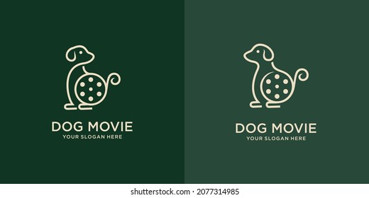 set of Cute dog with film equipments. good logo design for move maker or cinematography