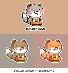 set of cute dog game mascot logo with optional apprearance. premium kawaii vector