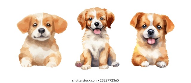 Un conjunto de agua tierno para perros aislada en un fondo blanco. Ilustración del vector de dibujo manual de puño