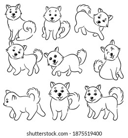 Set of cute dogs doodles,hand drawn sketch illustration on white background.