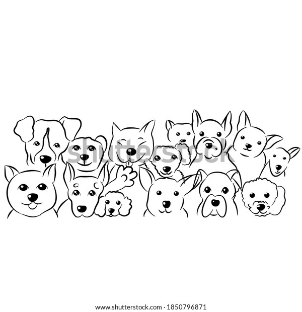 白い背景にかわいい犬の落書き 手描きのスケッチイラスト のベクター画像素材 ロイヤリティフリー