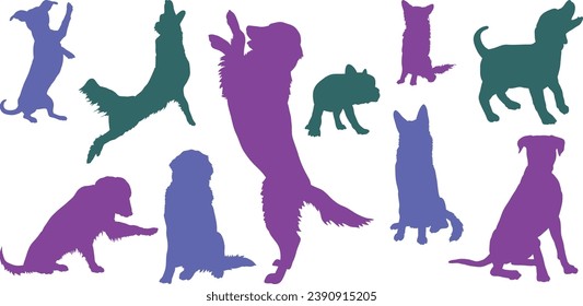 Set of Cute Dogs silhouette