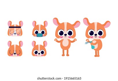 set of cute dogs stickers vector illustration design