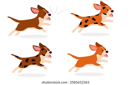 Set of cute Dogs vector and Illustration. Cute dogs. Funny dog characters. Happy friendly canine animals. Vector set