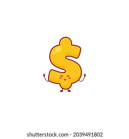 Set of cute dollar character collection with various fun poses using white background