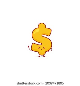 Set of cute dollar character collection with various fun poses using white background