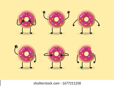KONZENTN DER VEKTORILLUSTRATION DER CUTE DONUTS COLLECTION