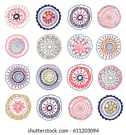 set of cute doodle mandalas