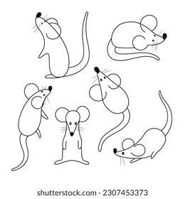 süße doodle Maus mit unterschiedlicher Pose