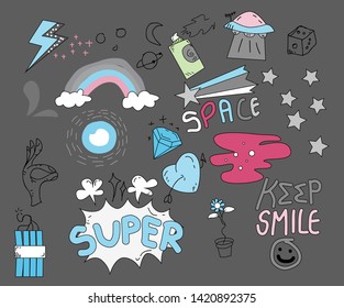 Set of cute doodle for print and pattern