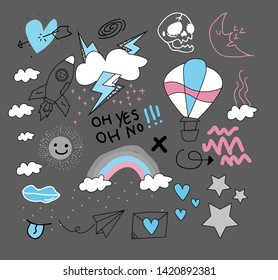 Set of cute doodle for print and pattern