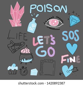 Set of cute doodle for print and pattern