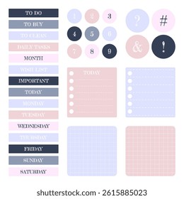 Set of cute doodle text box with icon. Notes Sheets and Stickers Collection. Speech bubble balloon, scrapbooking elements, ribbons, reminders and bookmarks.Vector illustration, flat design.