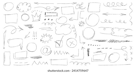 Set süß doodle unterstreichen für Noten.Handgezeichnet abstrakte Sammlung von Highlight, Pinsel und Elementen.Vektorgrafik.Vektorgrafik Highlight des Pinsels. Handgezeichneter Pinselunterstrich für Vektorgrafik