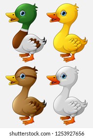 Set of cute duck cartoon