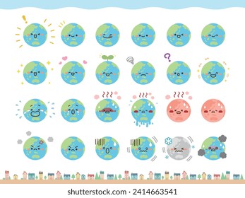 A set of cute earth.It's vector art so easy to edit.