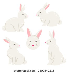 Set of cute Easter bunnies.