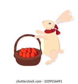 Set of cute Easter cartoon characters and design elements. Vector illustration.