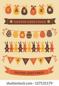 A set of cute Easter design elements and bunting.
