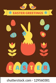 A set of cute Easter design elements.
