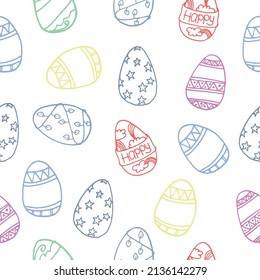 set of cute easter egg. hand drawn vector. seamless pattern with easter egg illustration isolated on white background. easter tradition. wallpaper, wrapping paper and gift, fabric, textile, backdrop. 