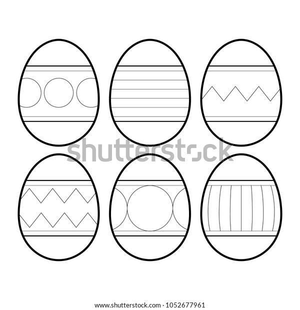 Set Cute Easter Eggs Templates Coloring Stock Vector Royalty Free