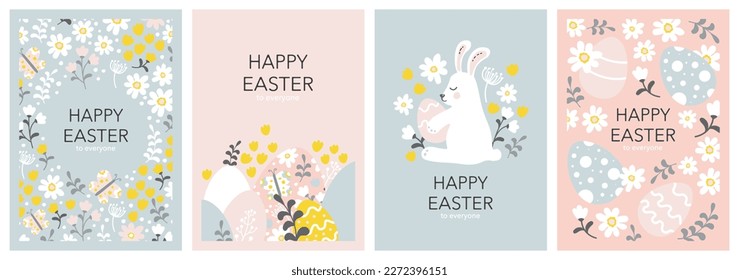 set of cute easter greeting cards banner vector illustration