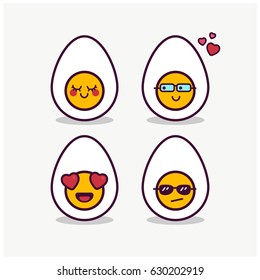 Set of Cute Egg Line Icons