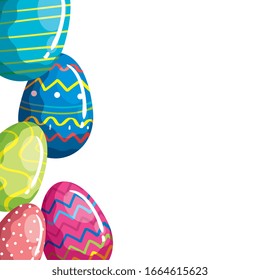 set of cute eggs easter decorated vector illustration design