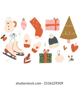 conjunto de Elementos lindos para Navidades y el año Nuevo