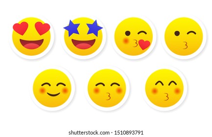 set of cute emojis illustration