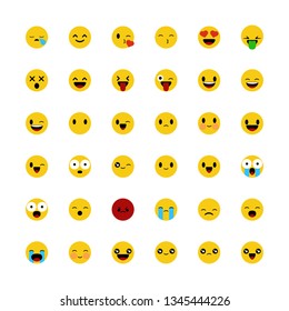Set of cute emoticons, emoji flat design, vector illustration.