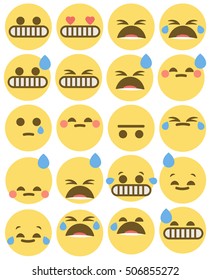 Set of cute emoticons, emoji flat design, vector illustration.