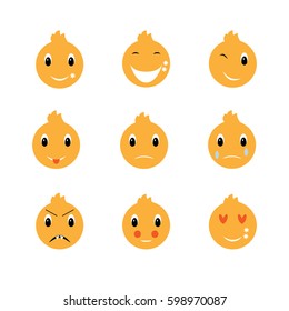 Set of cute emoticons, icon pack, emoji isolated on white background. vector illustration.