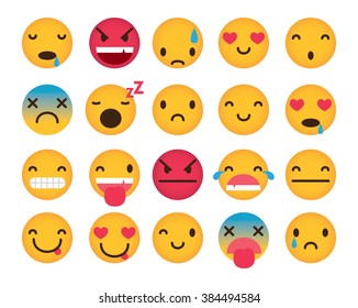 Set of cute emoticons isolated on white background