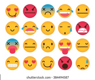 Set of cute emoticons isolated on white background