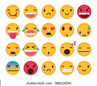 Set of cute emoticons isolated on white background