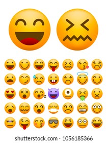 Set of Cute Emoticons on White Background . Isolated Vector Illustration 