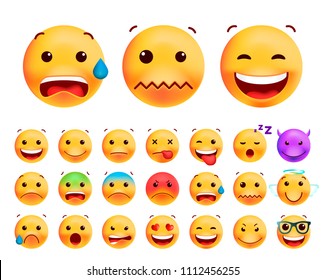 Set Cute Emoticons On White Background Stock Vector (Royalty Free ...