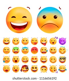 
Set of Cute Emoticons on White Background . Isolated Vector Illustration