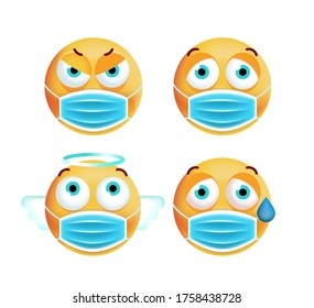 Conjunto de emoticonos bonitos sobre fondo blanco . Ilustración de vectores aislados 