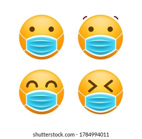 Realistic Cute Emoticon Face Mask On Stock Vector (Royalty Free ...