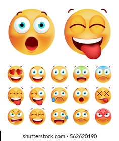 Set of Cute Emoticons on White Background. Isolated Vector Illustration 