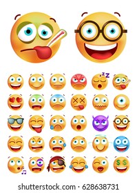 Set Cute Emoticons On White Background Stock Vector (Royalty Free ...