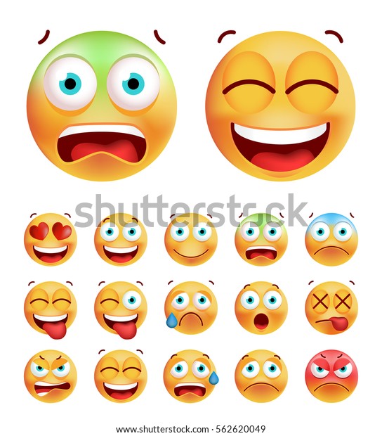 Set Cute Emoticons On White Background Stock Vector (Royalty Free ...